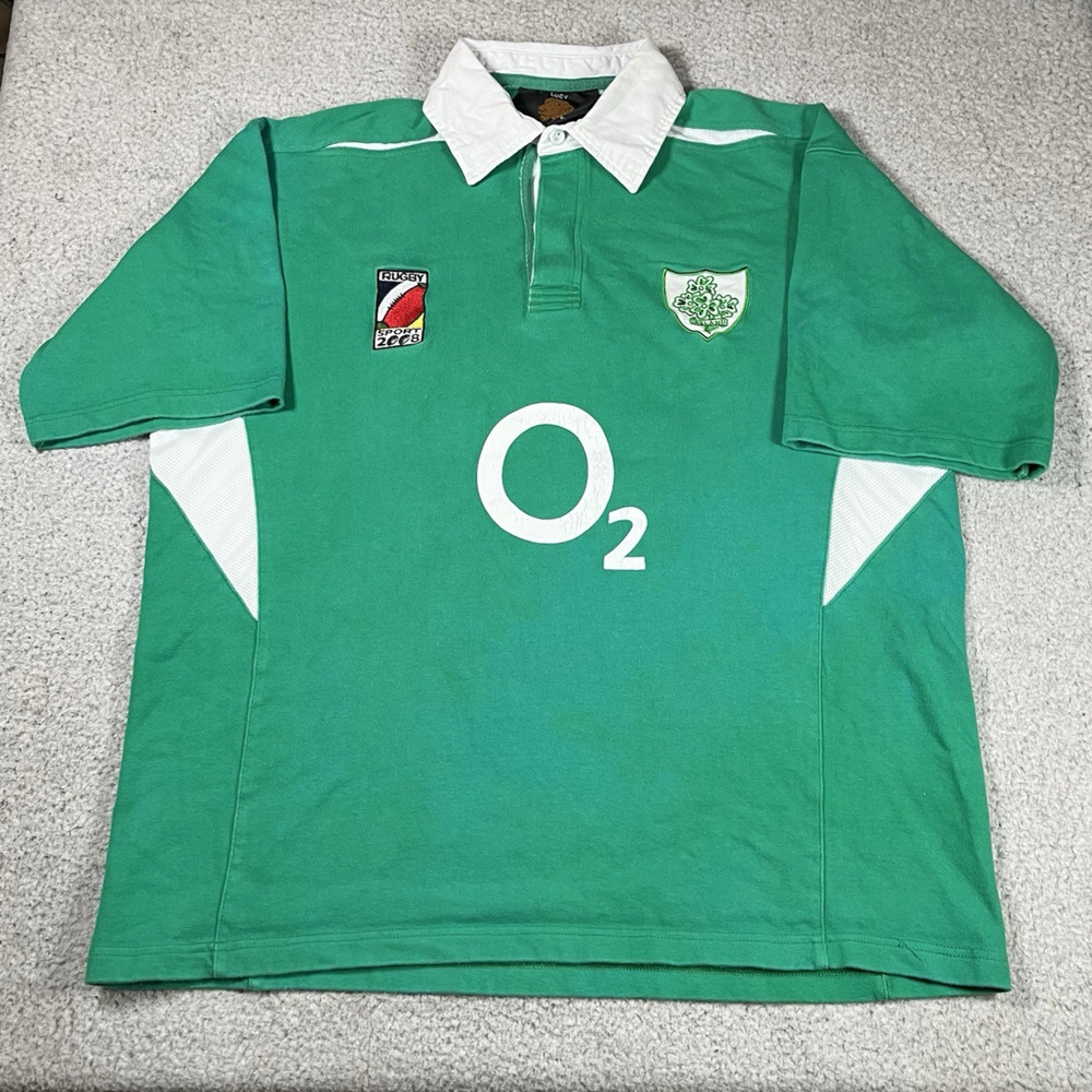 Ireland Rugby Shirt Mens L Green Polo Union 2008 National Team Jersey O2